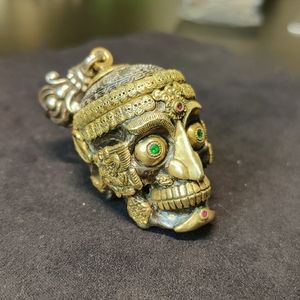 Handmade Sterling Silver & Brass Skull Pendant